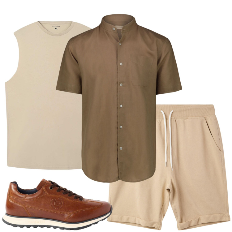 Outfit uomo - Total look #2462204. Stile Urban per Tutti i giorni. Abbinamento con sneakers, canottiere, pantaloni corti, camicie a manica corta.
