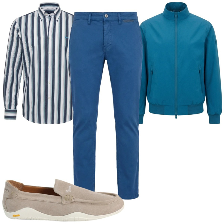 Outfit uomo - Total look #2462205. Stile Casual per Tutti i giorni. Abbinamento con pantaloni, scarpe stringate, camicie, bomber.