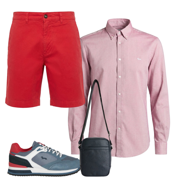 Outfit uomo - Total look #2462208. Stile Urban per Tutti i giorni. Abbinamento con camicie, borse sportive, bermuda, sneakers.