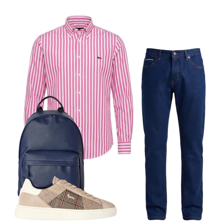 Outfit uomo - Total look #2462210. Stile Urban per Tutti i giorni. Abbinamento con camicie, jeans, sneakers, borse sportive.