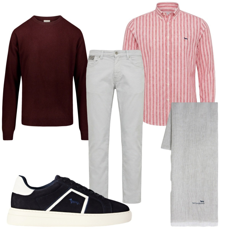 Outfit uomo - Total look #2462211. Stile Casual per Tutti i giorni. Abbinamento con camicie, pantaloni, sciarpe, sneakers, maglieria.