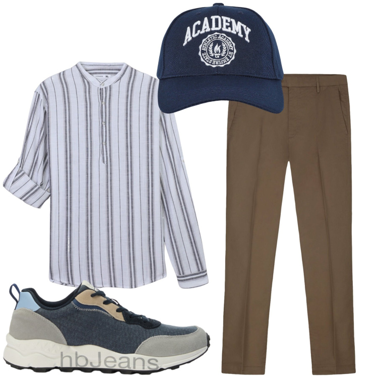 Outfit uomo - Total look #2462212. Stile Urban per Ufficio. Abbinamento con sneakers, cappelli con visiera, camicie, pantaloni.