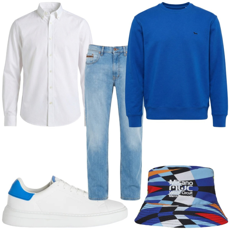 Outfit uomo - Total look #2462225. Stile Trendy per Tutti i giorni. Abbinamento con jeans, sneakers, felpe, camicie, cappelli.