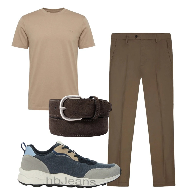 Outfit uomo - Total look #2462233. Stile Casual per Tutti i giorni. Abbinamento con t-shirt, sneakers, pantaloni, cinture.