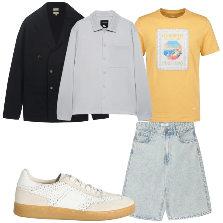 Outfit uomo - Total look #2462244. Stile Casual per Tutti i giorni. Abbinamento con sneakers, t-shirt, shorts, camicie, cardigans.