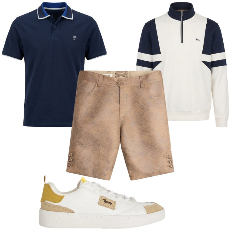 Outfit uomo - Total look #2462245. Stile Casual per Tutti i giorni. Abbinamento con bermuda, felpe, sneakers, polo.