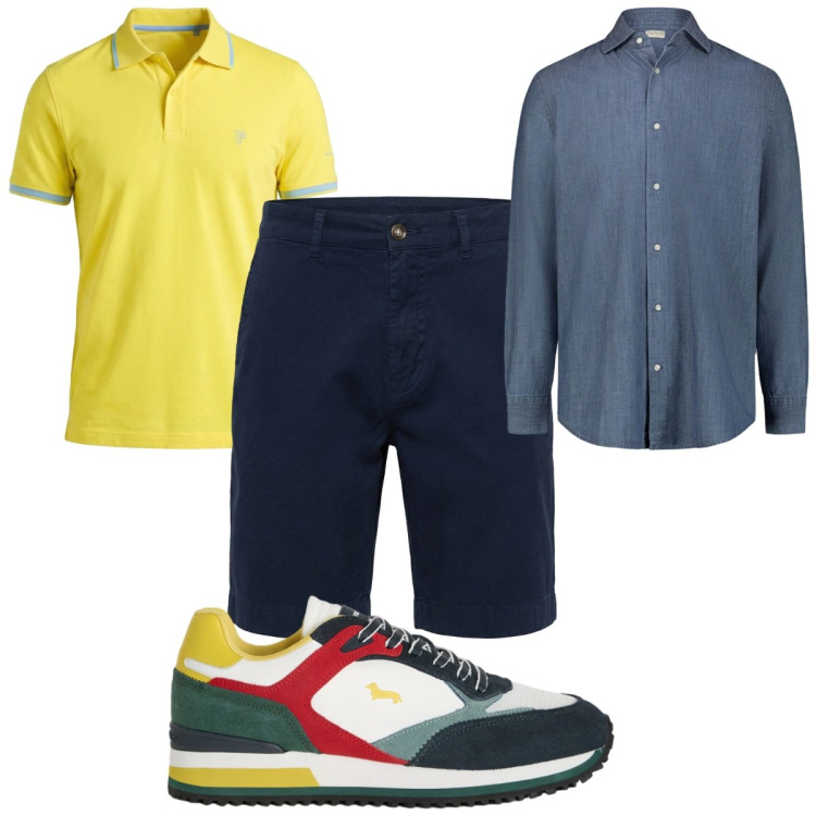 Outfit uomo - Total look #2462247. Stile Casual per Tutti i giorni. Abbinamento con sneakers, polo, bermuda, camicie.