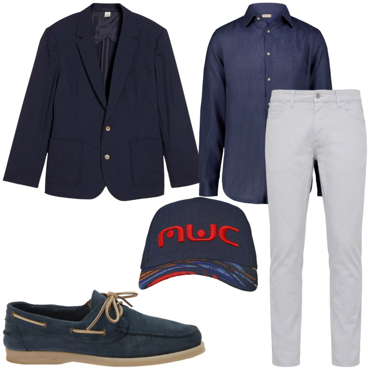 Outfit uomo - Rientro smart casual. Stile Casual per Tutti i giorni. Abbinamento con giacche, pantaloni, scarpe stringate, cappelli con visiera, camicie.