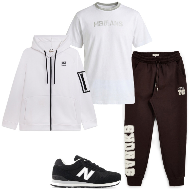 Outfit uomo - Settembre sportivo. Stile Casual per Sport. Abbinamento con t-shirt, felpe con cappuccio, pantaloni, sneakers.