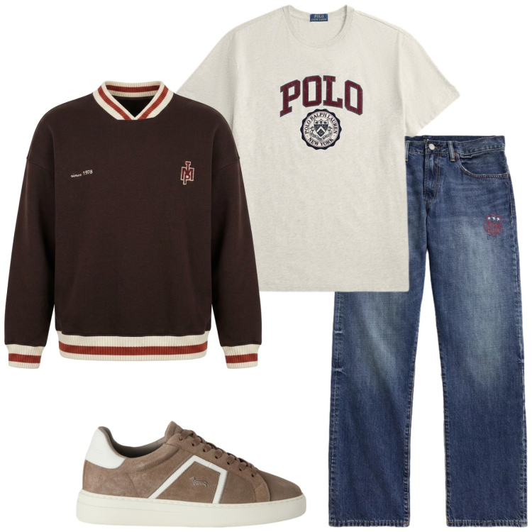 Outfit uomo - Semplice, bello. Stile Casual per Tutti i giorni. Abbinamento con sneakers, felpe, t-shirt, jeans dritti.
