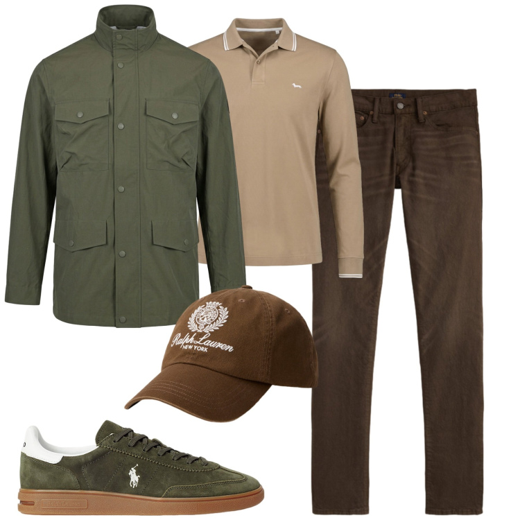 Outfit uomo - Fall. Stile Casual per Tutti i giorni. Abbinamento con polo, giacche, sneakers, cappelli, jeans.