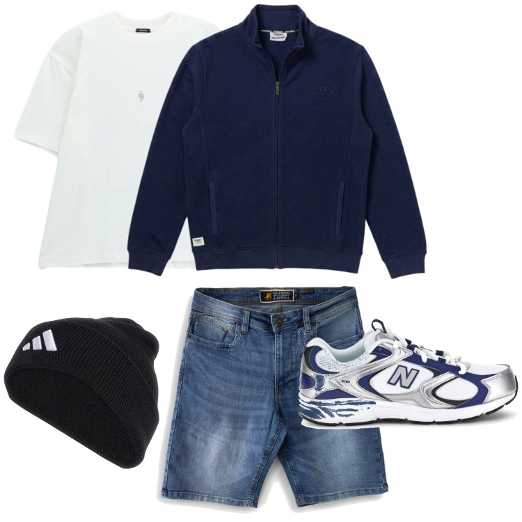 Outfit uomo - Minimal style. Stile Casual per Tutti i giorni. Abbinamento con t-shirt, felpe, sneakers, berretti, bermuda.