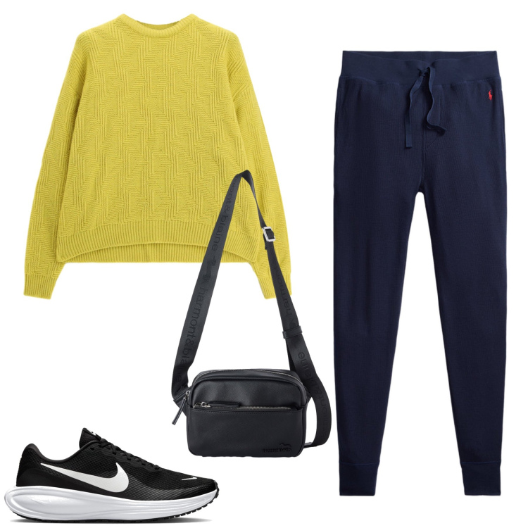 Outfit uomo - Total look #2462389. Stile Urban per Tutti i giorni. Abbinamento con borse sportive, maglieria, pantaloni, sneakers.