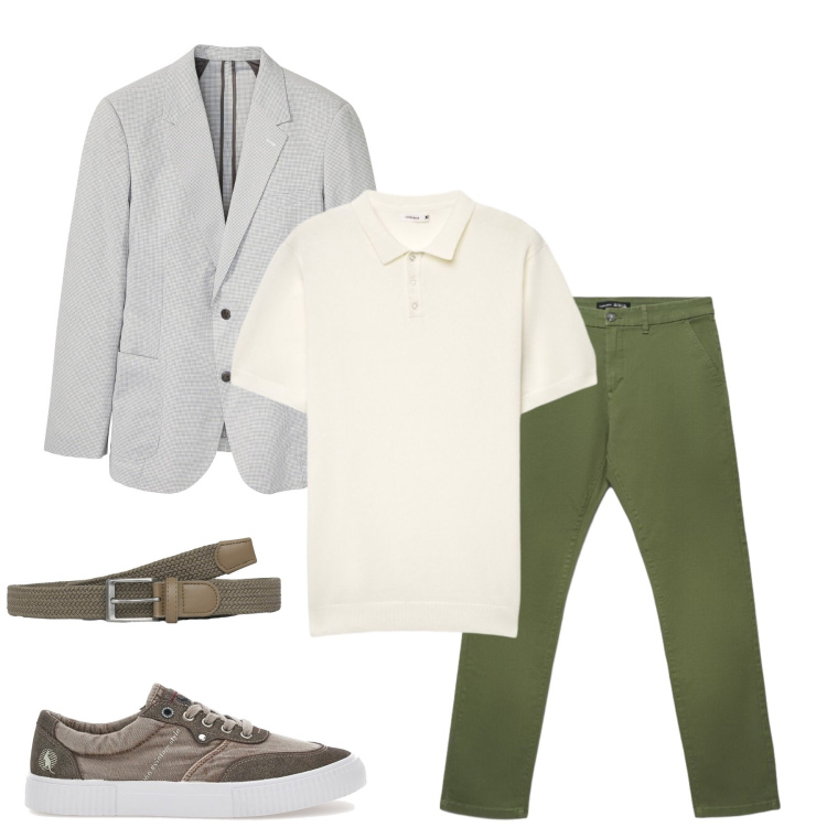 Outfit uomo - Total look #2462397. Stile Casual per Tutti i giorni. Abbinamento con giacche, cinture, polo, pantaloni chino, sneakers.