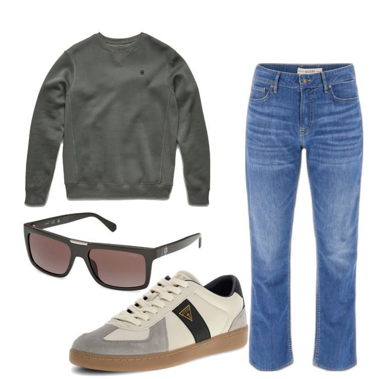 Outfit hombre - Urban look. Estilo Urban para Todos los días. Combinación con sudaderas, gafas de sol, sneakers, vaqueros slim fit.