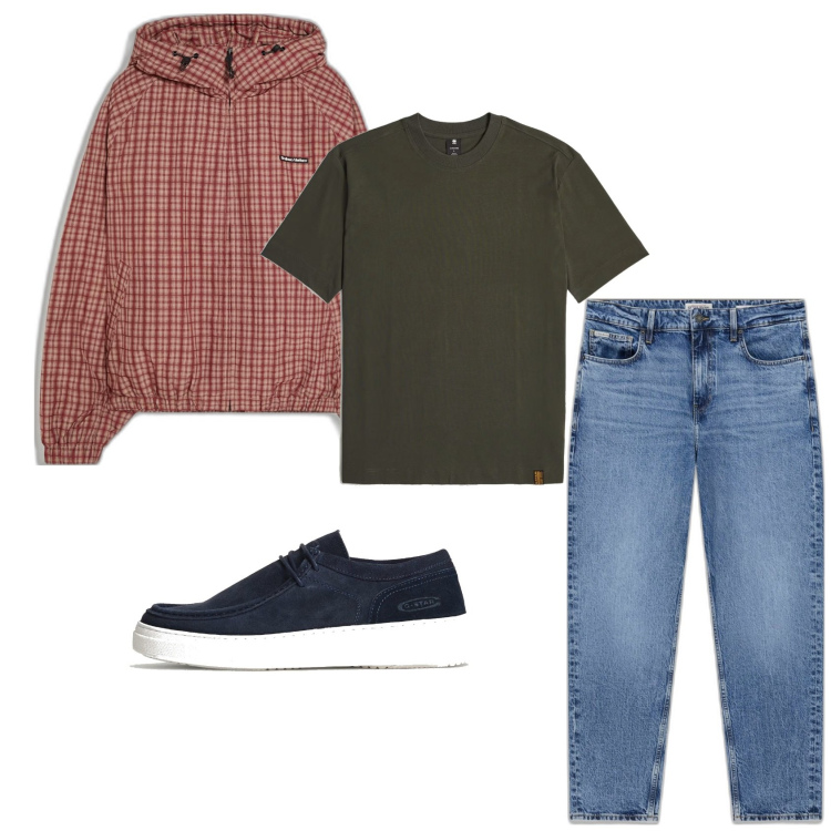 Outfit hombre - Casual look. Estilo Casual para Todos los días. Combinación con vaqueros rectos, sneakers, chaquetas, camiseta.