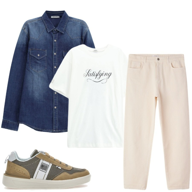 Outfit uomo - Total look #2462421. Stile Casual per Tutti i giorni. Abbinamento con camicie, t-shirt, pantaloni, sneakers.