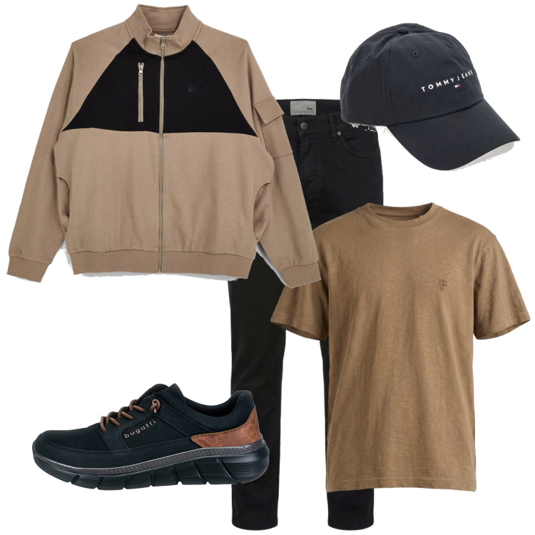 Outfit uomo - Total look #2462436. Stile Casual per Tutti i giorni. Abbinamento con pantaloni, t-shirt, cappelli con visiera, sneakers, felpe.