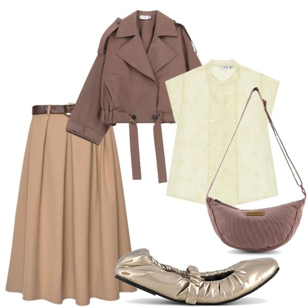 Outfit donna - Il rientro...... Stile Casual chic per Tutti i giorni. Abbinamento con gonne lunghe, camicie a manica corta, cappotti, ballerine, borse a tracolla.