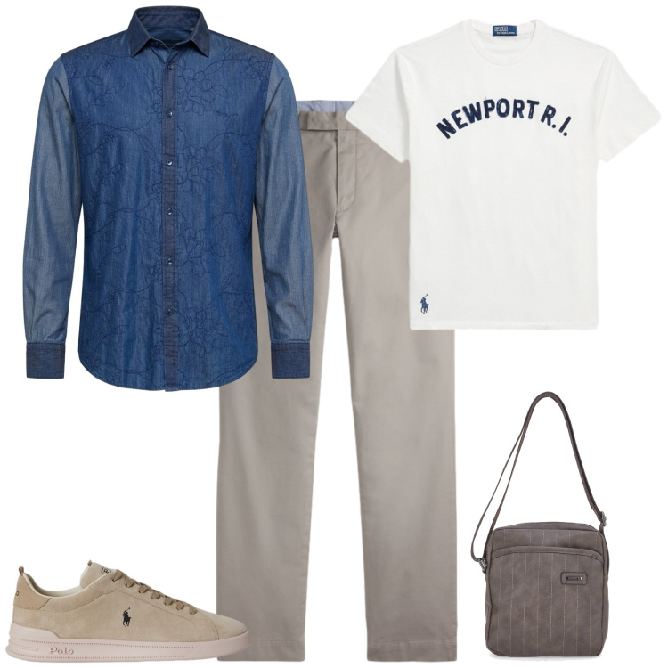 Outfit uomo - Casual ufficio tempo libero. Stile Casual per Tutti i giorni. Abbinamento con camicie, pantaloni, t-shirt, sneakers, portafogli.