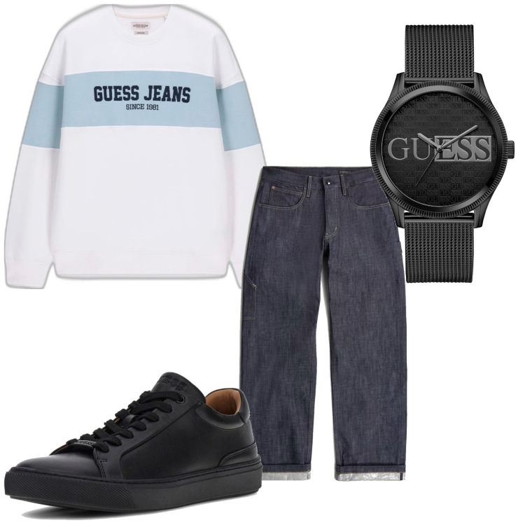 Outfit hombre - Urban style. Estilo Urban para Todos los días. Combinación con vaqueros, sudaderas, relojes analógicos, sneakers.