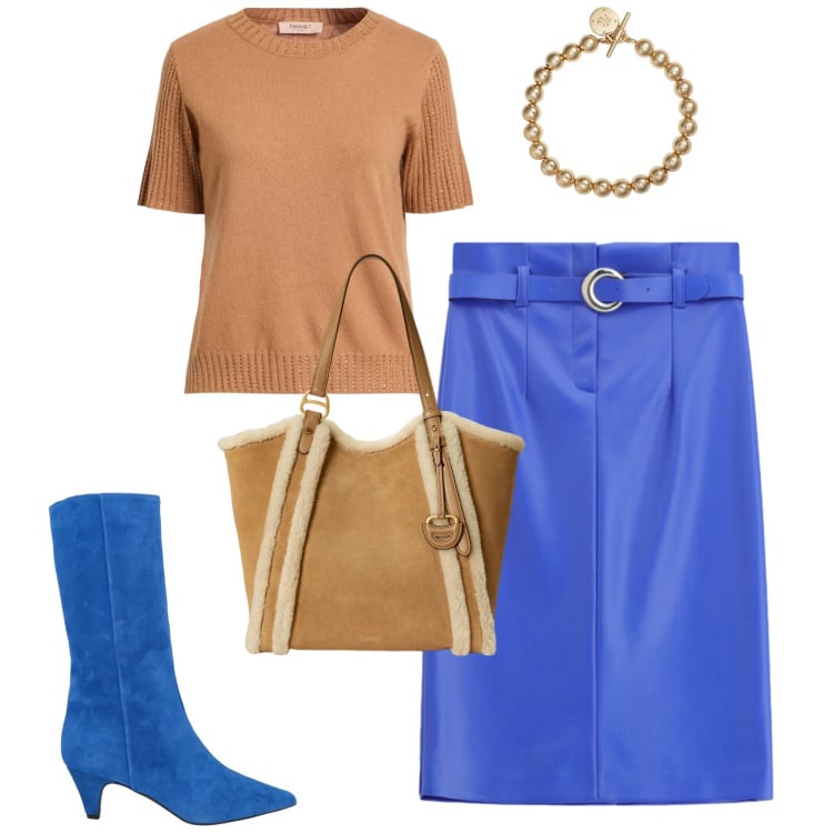 Outfit donna - City. Stile Trendy per Tutti i giorni. Abbinamento con stivali, pullovers, gonne longuette, braccialetti, borse tote.