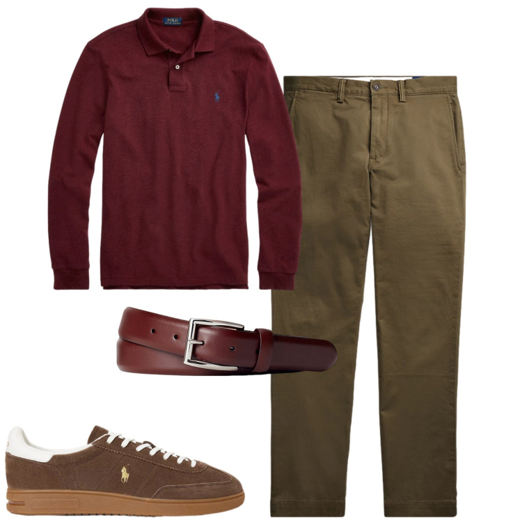 Outfit uomo - City. Stile Casual per Tutti i giorni. Abbinamento con cinture, pantaloni, polo, sneakers.