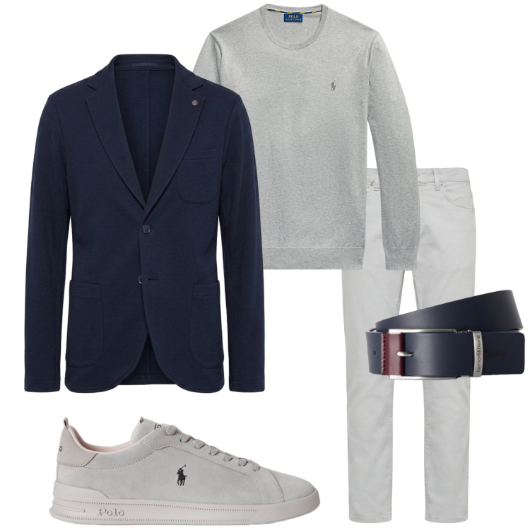 Outfit uomo - Blazer destrutturato. Stile Urban per Ufficio. Abbinamento con pantaloni, giacche, cinture, maglieria, sneakers.