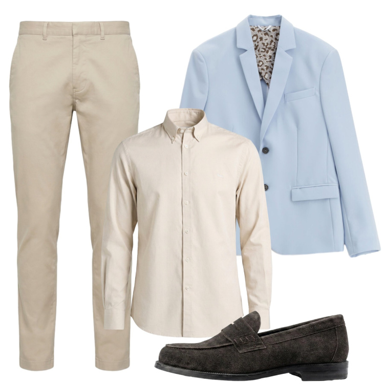Outfit uomo - Total look #2462904. Stile Casual per Ufficio. Abbinamento con camicie, pantaloni, giacche, scarpe stringate.