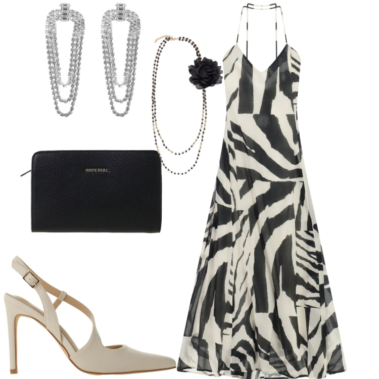Outfit donna - Settembre. Stile Casual chic per Serata fuori. Abbinamento con vestiti lunghi, décolleté, borse a tracolla, orecchini, collane.