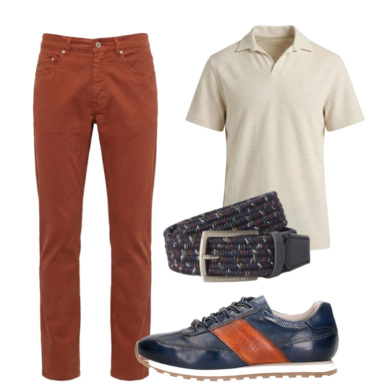Outfit uomo - Total look #2462908. Stile Casual per Ufficio. Abbinamento con pantaloni, polo, cinture, scarpe stringate.