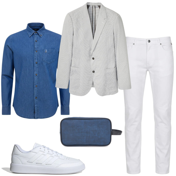 Outfit uomo - Total look #2462936. Stile Trendy per Tutti i giorni. Abbinamento con giacche, pantaloni, borse sportive, camicie, sneakers.