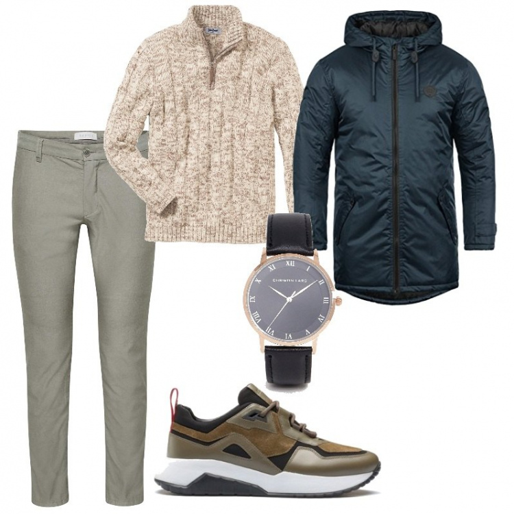 Outfit uomo - Pantalone e maglione. Stile Trendy per Tutti i giorni. Abbinamento con maglieria.