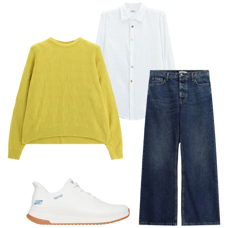 Outfit uomo - Casual style. Stile Casual per Tutti i giorni. Abbinamento con camicie, jeans, maglieria, sneakers.