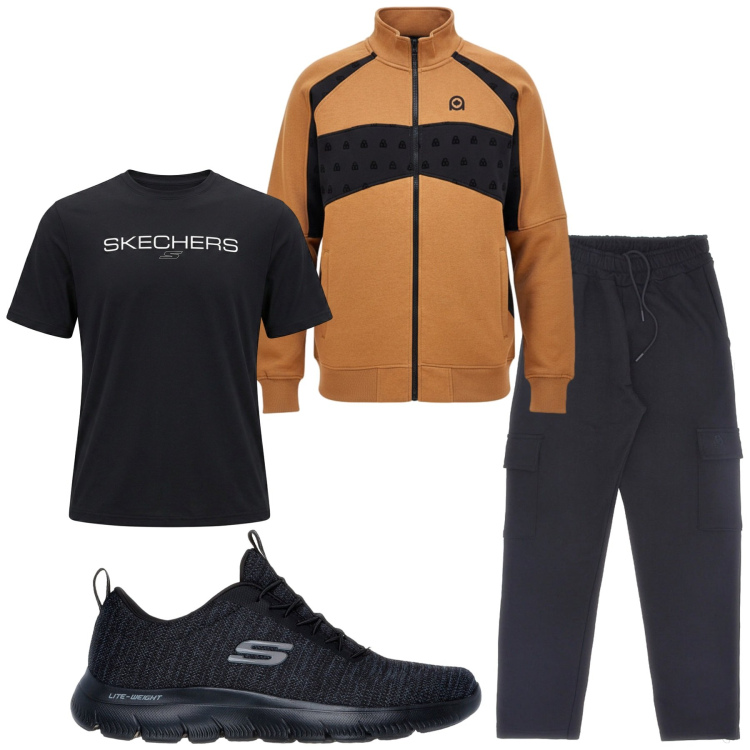 Outfit uomo - Total look #2463081. Stile Urban per Sport. Abbinamento con pantaloni cargo, sneakers, felpe, t-shirt.