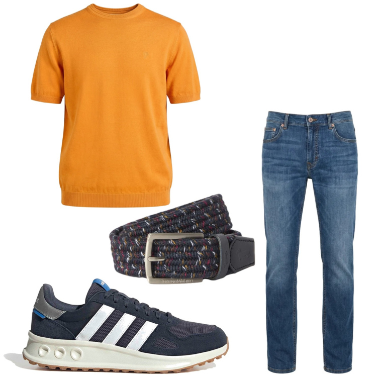 Outfit uomo - Total look #2463119. Stile Casual per Tutti i giorni. Abbinamento con jeans, t-shirt, cinture, sneakers.