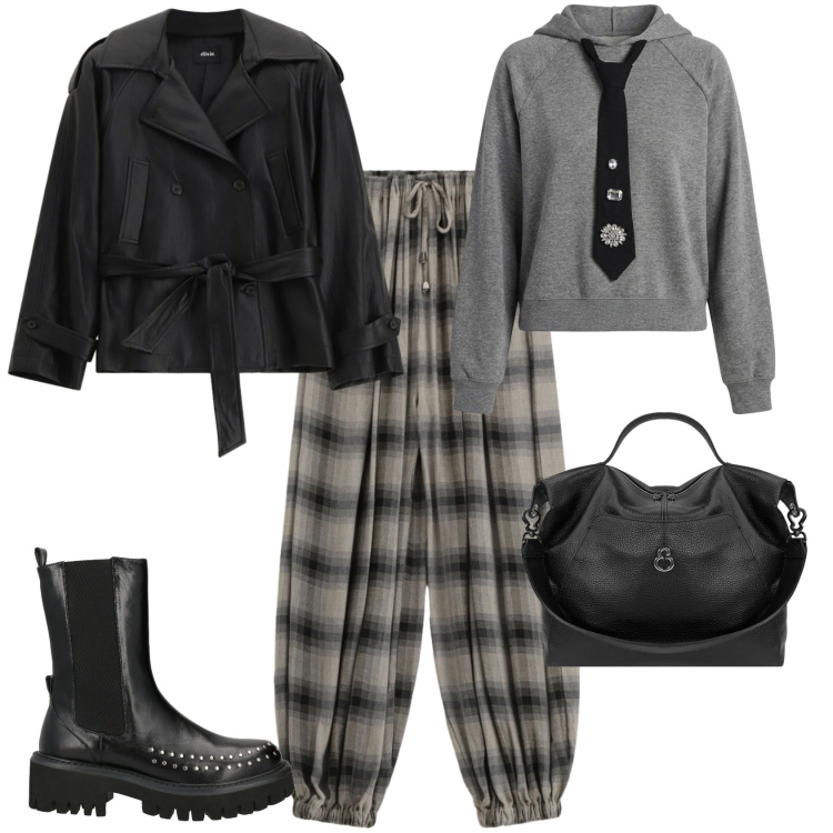 Outfit donna - Casual autunno ufficio tempo libero. Stile Casual per Tutti i giorni. Abbinamento con stivaletti chelsea, pantaloni, trench, felpe con cappuccio, borse a spalla.