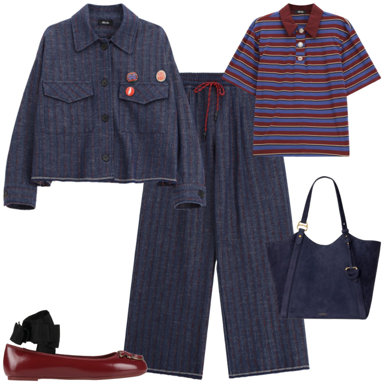 Outfit donna - Casual chic autunno con Dixie. Stile Casual chic per Tutti i giorni. Abbinamento con ballerine, cappotti, pantaloni a palazzo, polo, borse tote.
