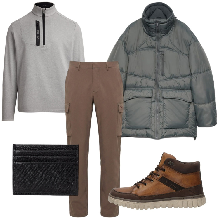 Outfit uomo - Accessori urban. Stile Urban per Tutti i giorni. Abbinamento con pantaloni cargo, giacche, portafogli, pullovers, anfibi.