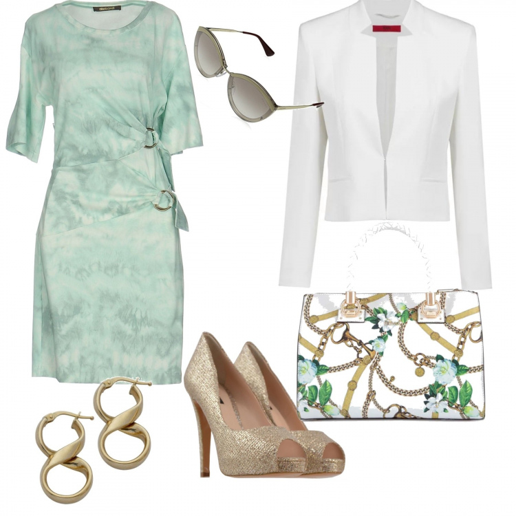 Outfit Verde acqua oro e bianco