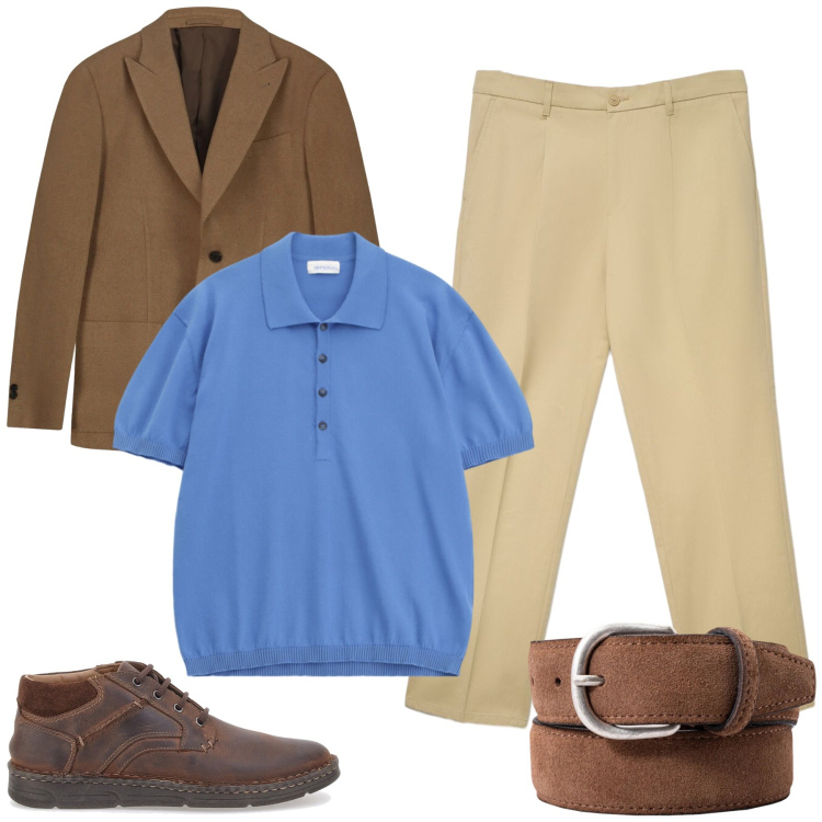 Outfit uomo - Total look #2463328. Stile Casual per Tutti i giorni. Abbinamento con polo, pantaloni chino, giacche, cinture, scarpe stringate.