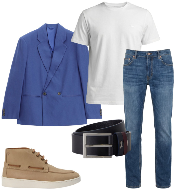Outfit uomo - Total look #2463355. Stile Casual per Tutti i giorni. Abbinamento con t-shirt, jeans, stivali e stivaletti, cinture, giacche.