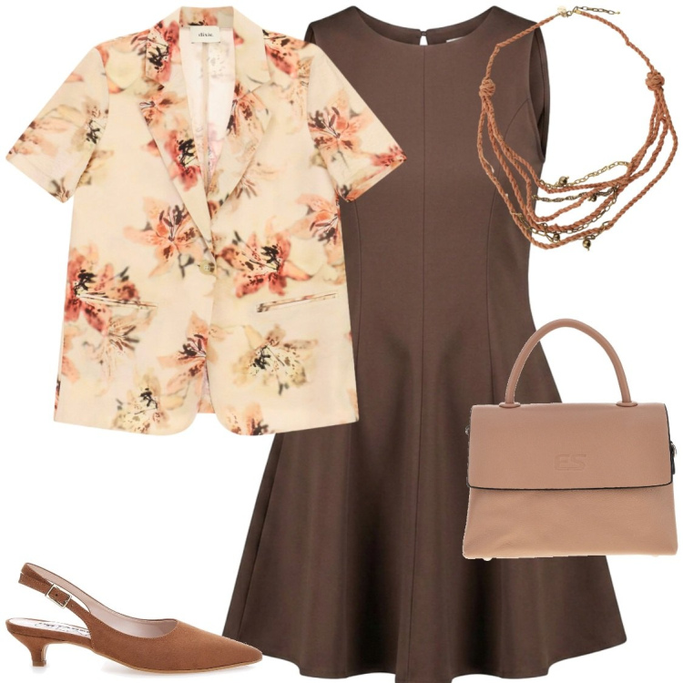 Outfit donna - Ritorno in ufficio con stile. Stile Bon Ton per Ufficio. Abbinamento con blazer, collane, vestiti corti, borse a tracolla, décolleté.