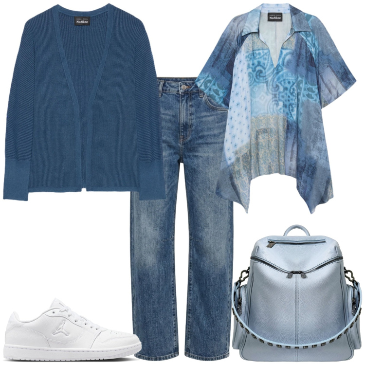 Outfit donna - Casual chic ufficio tempo libero. Stile Casual chic per Tutti i giorni. Abbinamento con cardigans, bluse, zaini, jeans, sneakers.