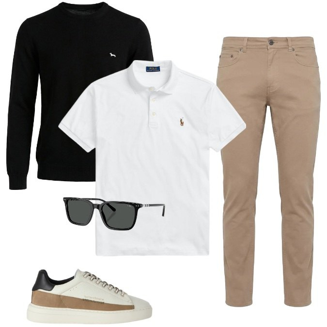 Outfit uomo - Total look #2463500. Stile Casual per Tutti i giorni. Abbinamento con maglieria, sneakers, pantaloni, polo, occhiali da sole.