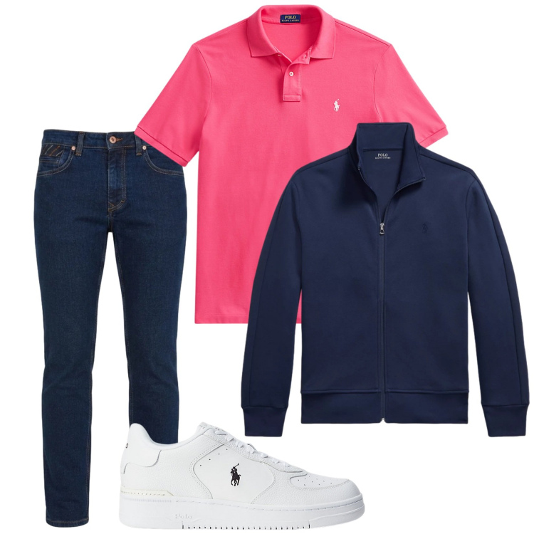 Outfit uomo - Total look #2463525. Stile Casual per Tutti i giorni. Abbinamento con jeans, sneakers, polo, giacche sportive.