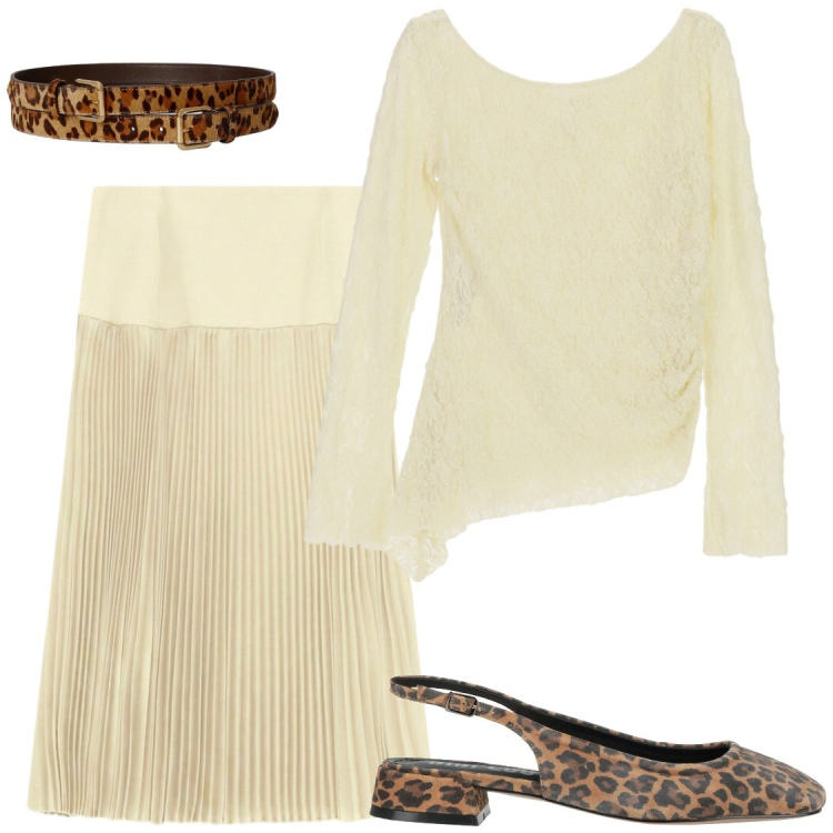 Outfit donna - Total look #2463646. Stile Chic per Serata fuori. Abbinamento con ballerine, gonne longuette, t-shirt, cinture.