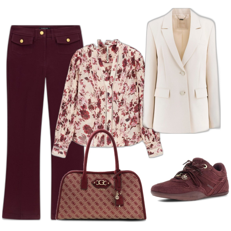Outfit mujer - Casual #7984. Estilo Casual para Todos los días. Combinación con sneakers, blusas, pantalones, blazers, bolsos de mano.