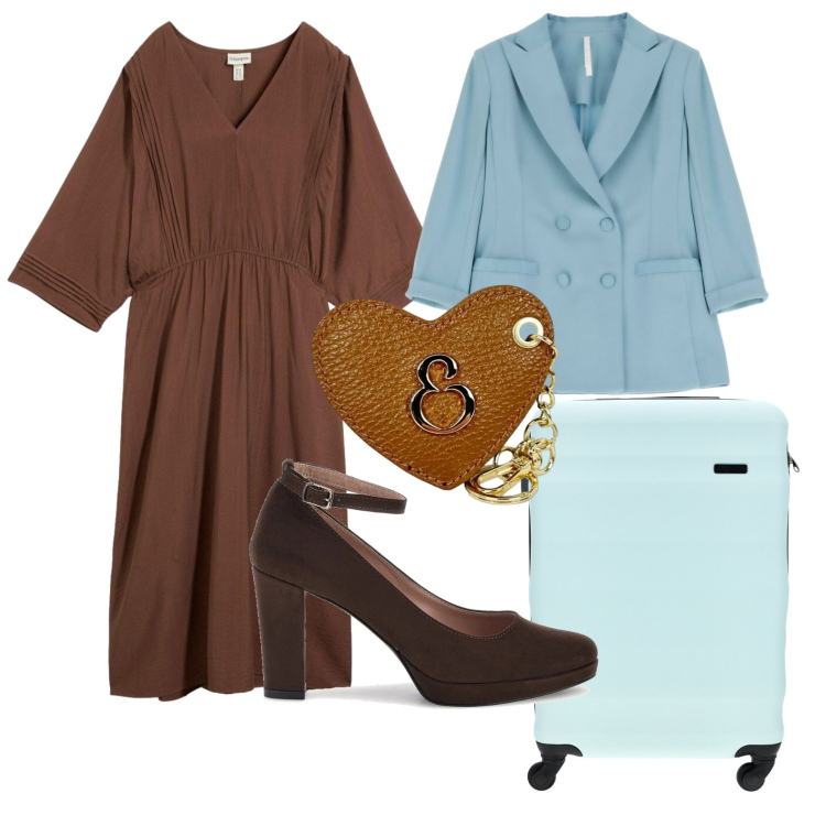 Outfit donna - Eleganza calda. Stile Glamour per Tutti i giorni. Abbinamento con caftani, blazer, portachiavi, valigie, décolleté.