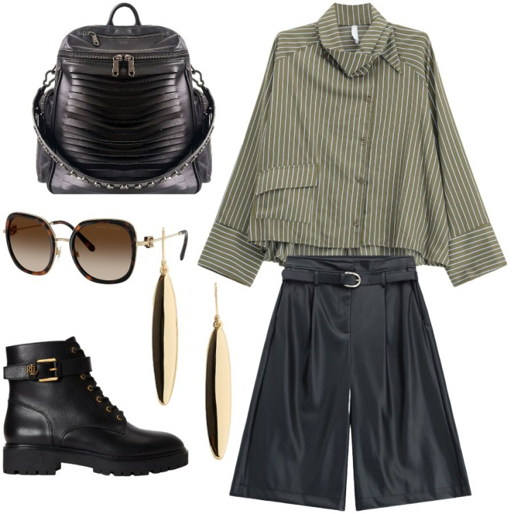 Outfit donna - La cura nei dettagli. Stile Urban per Tutti i giorni. Abbinamento con bermuda, camicie, zaini, anfibi, orecchini, occhiali da sole.